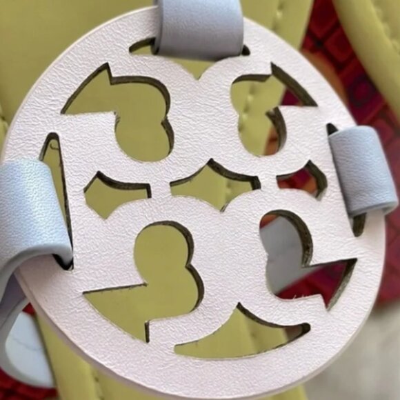 NWT Tory Burch Leather Miller Sandal   spring lavender / light pink / zesty lime - Picture 2 of 5